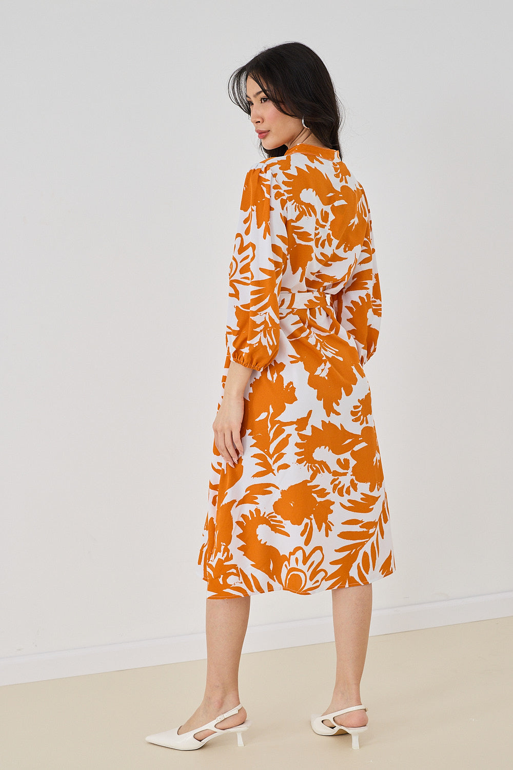 Puff Sleeve Zipper Dress