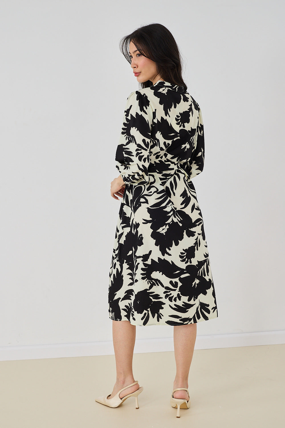 Puff Sleeve Zipper Dress