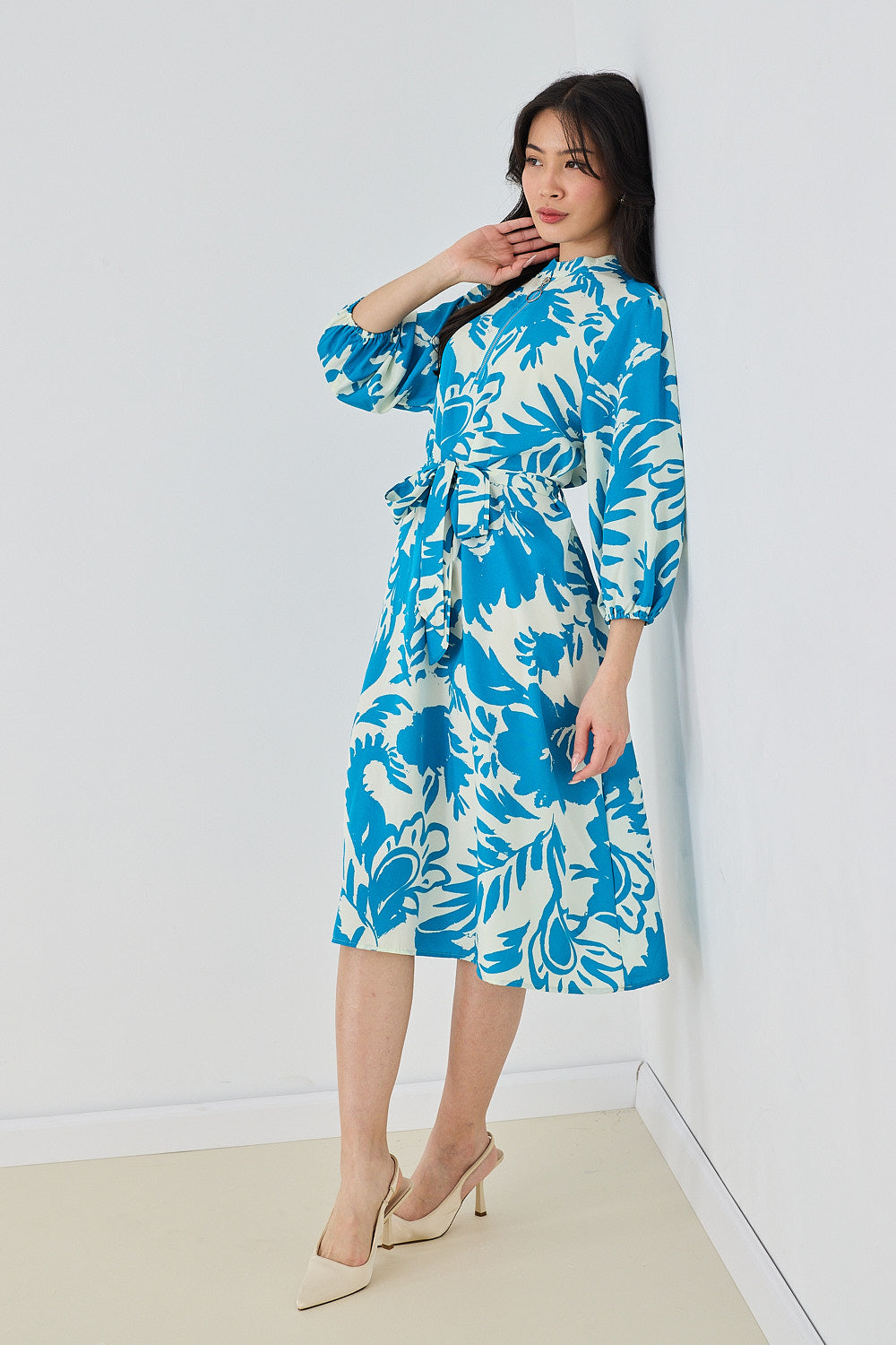 Puff Sleeve Zipper Dress
