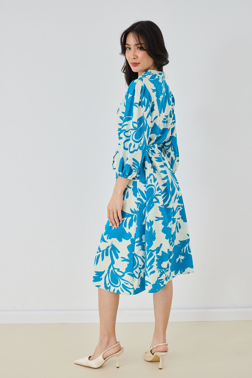 Puff Sleeve Zipper Dress