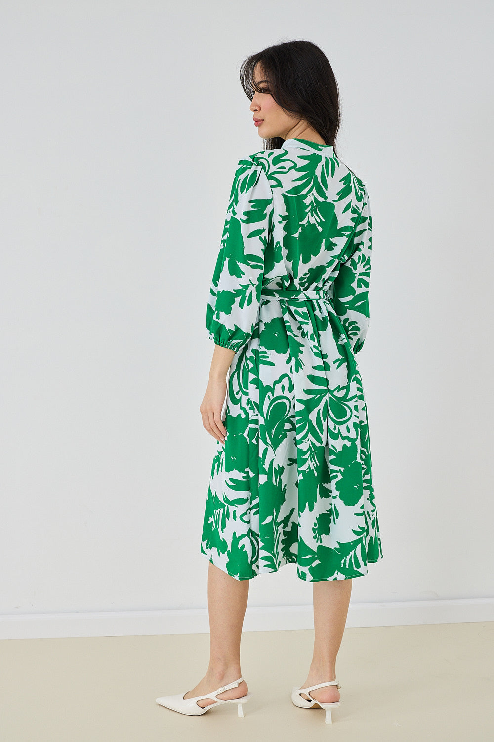 Puff Sleeve Zipper Dress