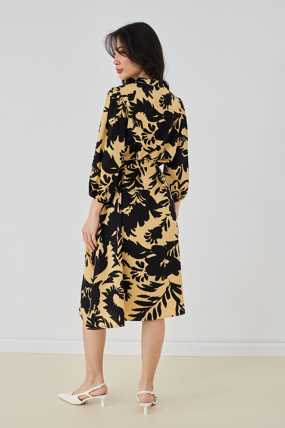 Puff Sleeve Zipper Dress