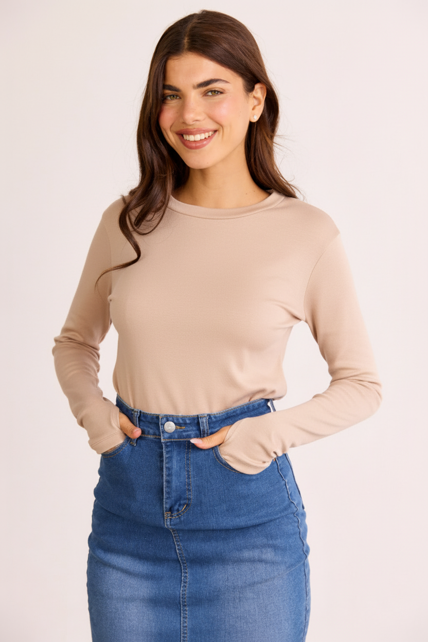 חולצה בצבע קפה בהיר - תמונה מלאה