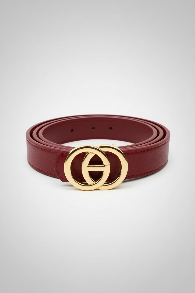 חגורה אדומה עם אבזם זהב