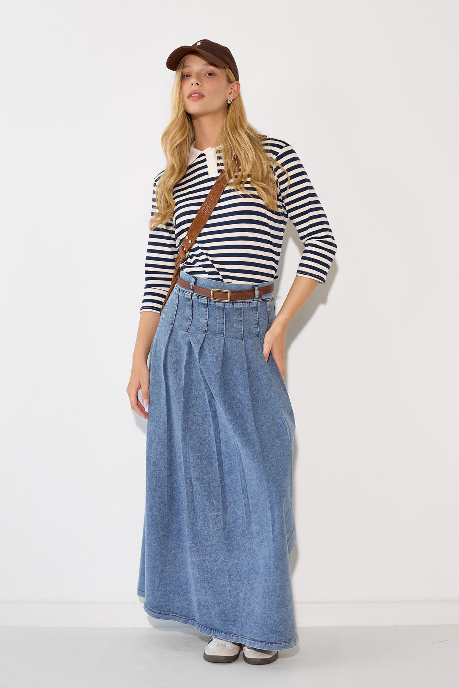 Schlitz Rivet Maxi Skirt