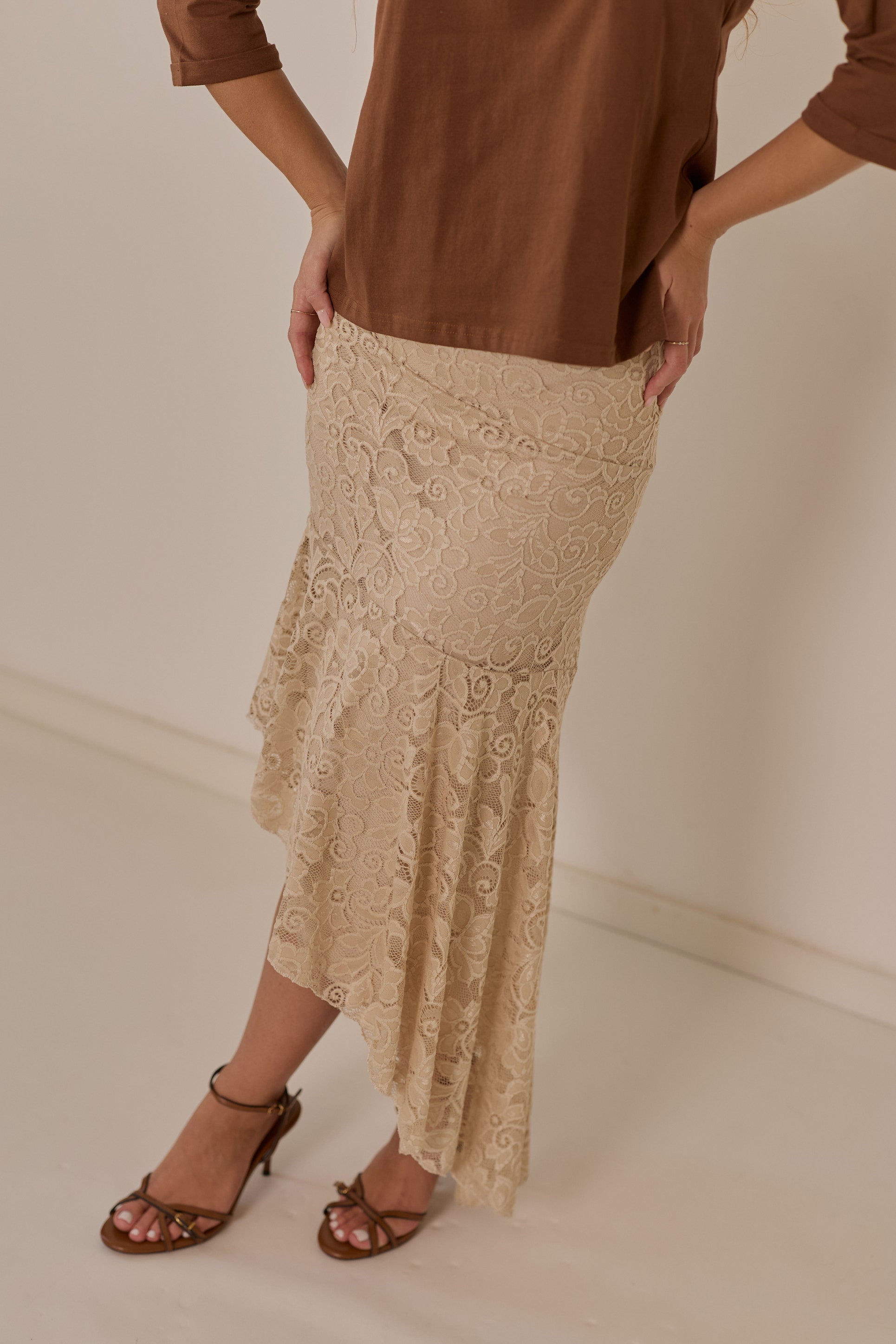 Smooth satin skirt