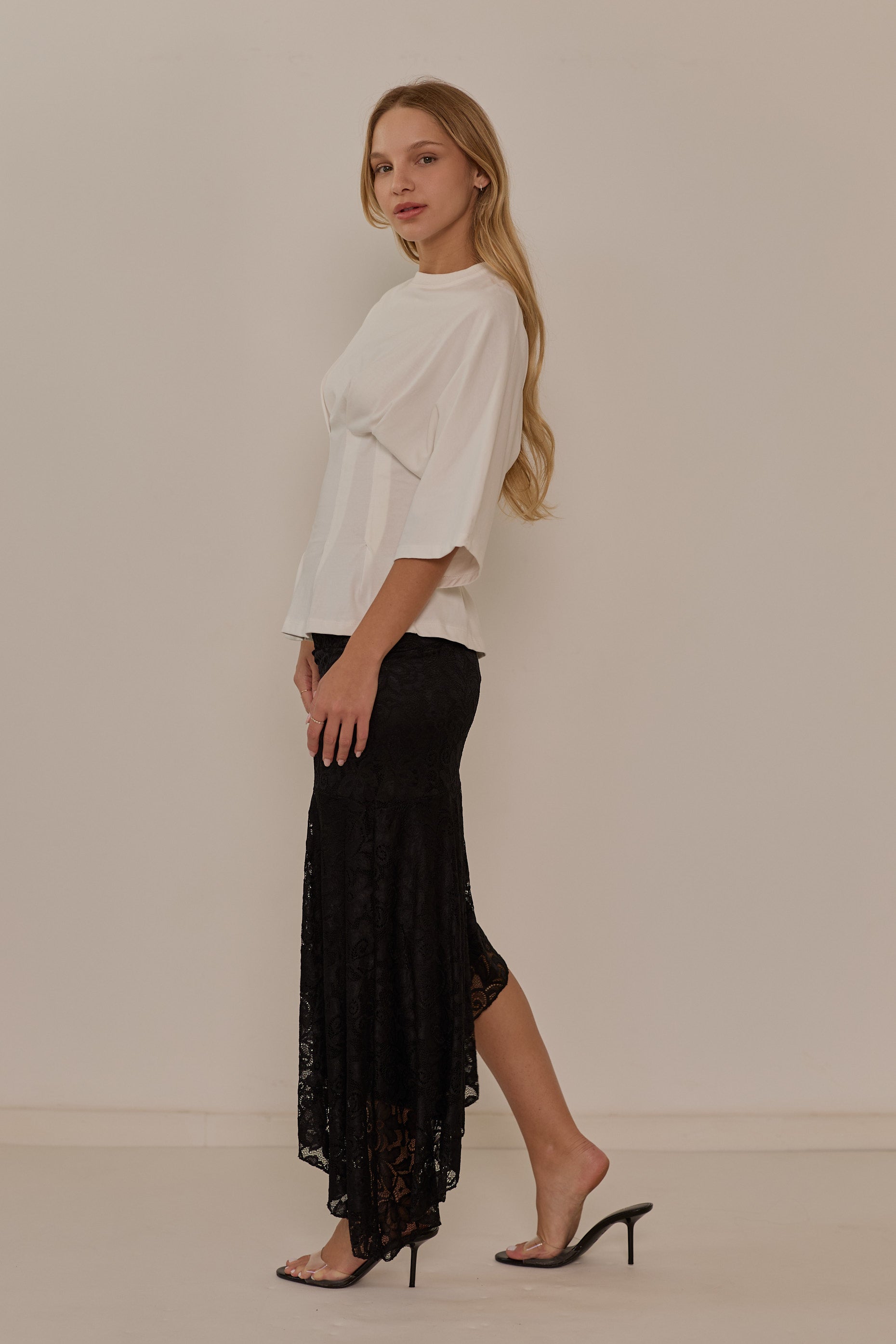 Smooth satin skirt