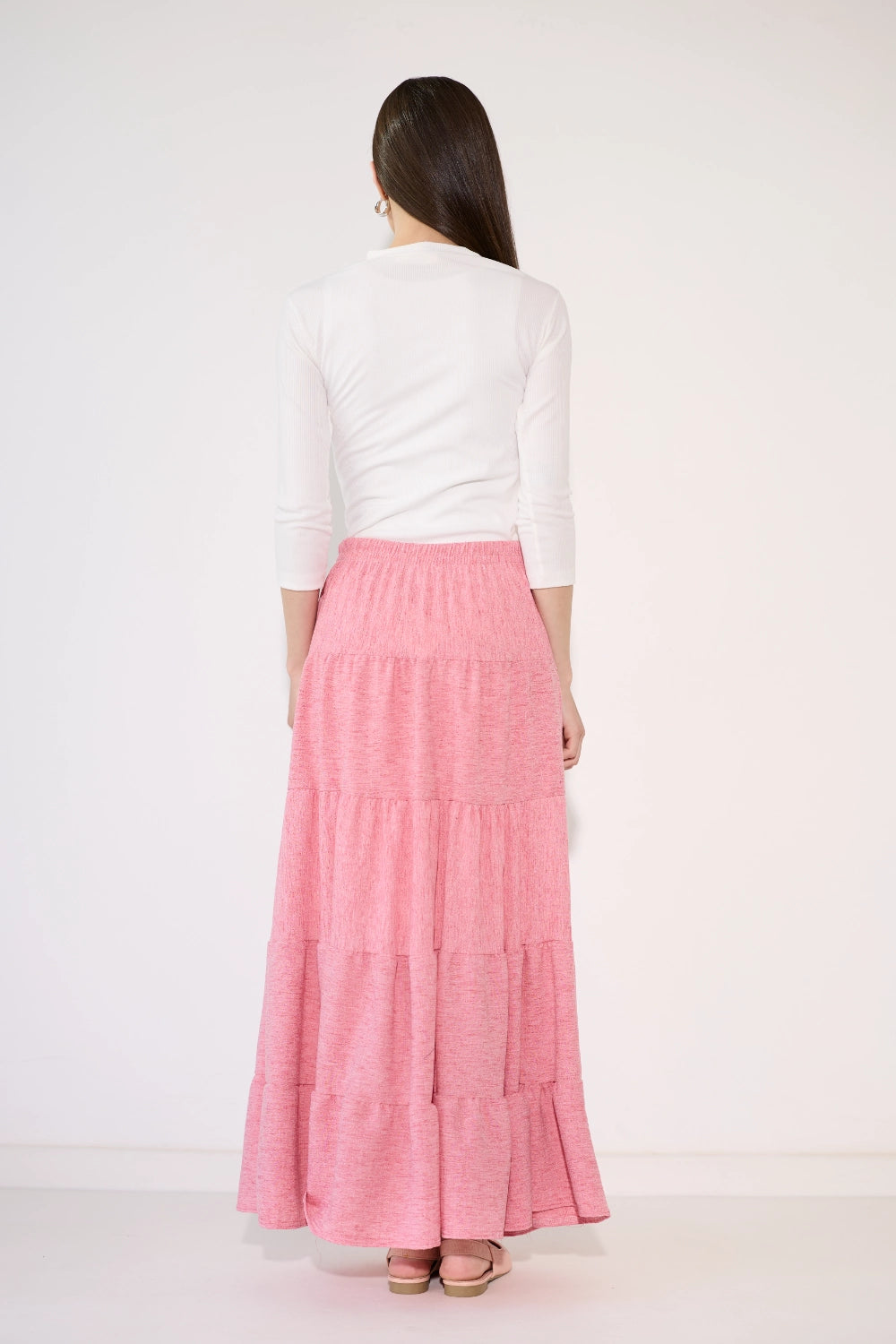 Linen Look Tiered Skirt