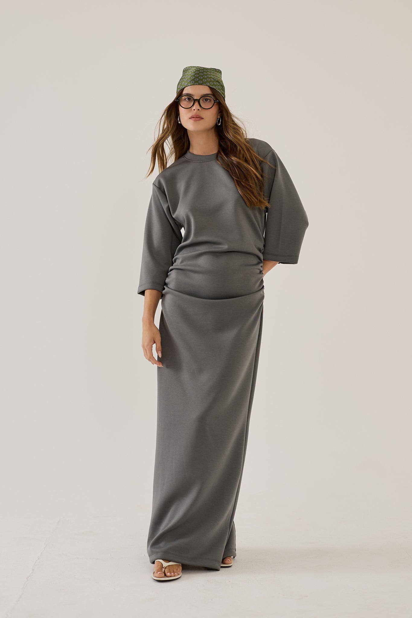 שמלה מקסי כיווץ בצד
