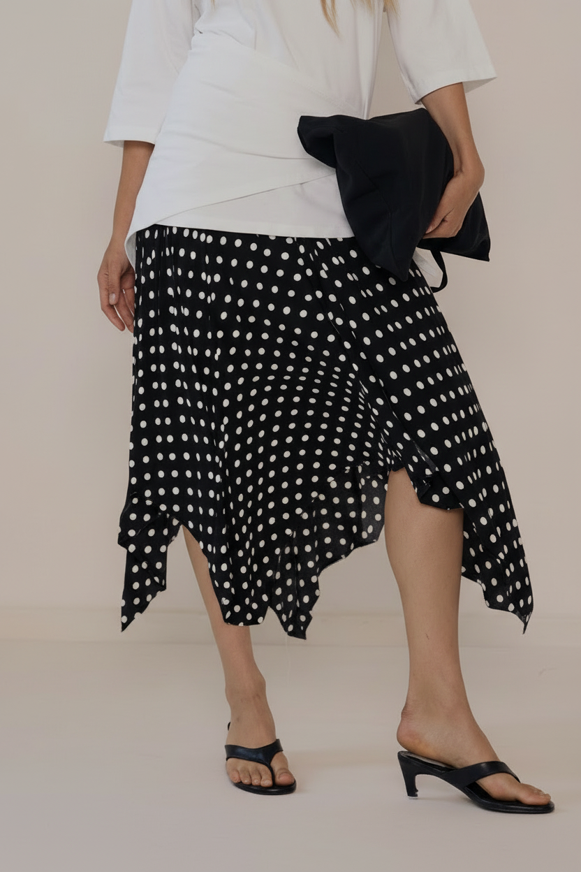 Close up - black skirt white dots v2