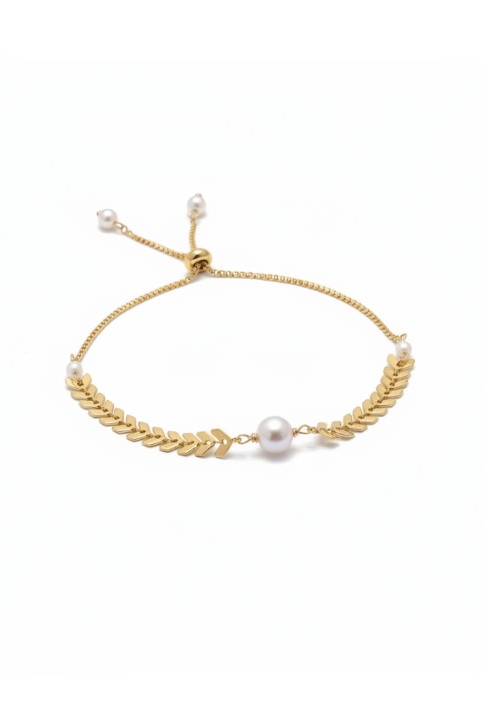 Gold Pearl Fishbone Bracelet Packshot