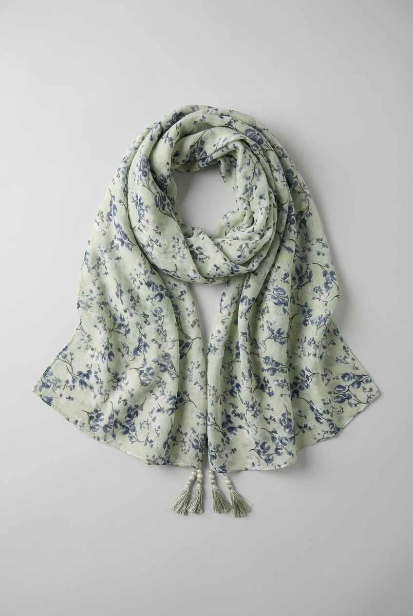 מטפחת פרחים גדולים פרנזים פנינים