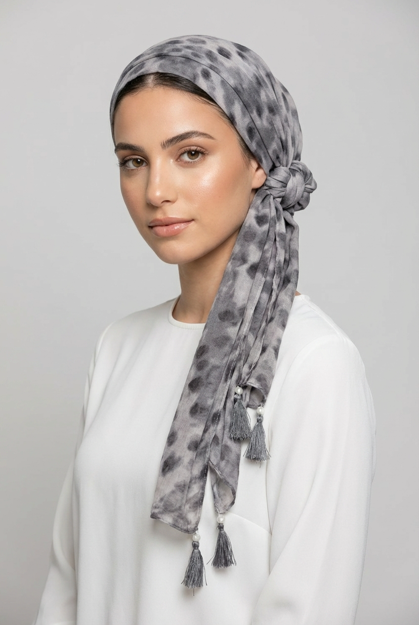 מטפחת כתמי נקודות פרנזים פנינים