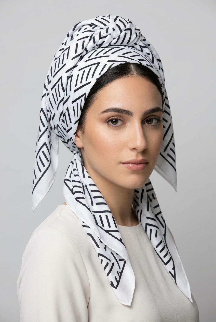מטפחת משי בהדפס פסים