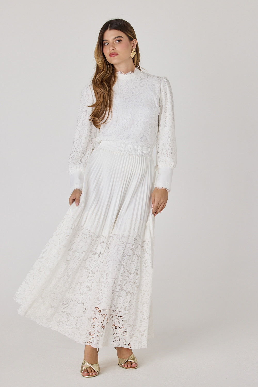 Half-lace fleece skirt