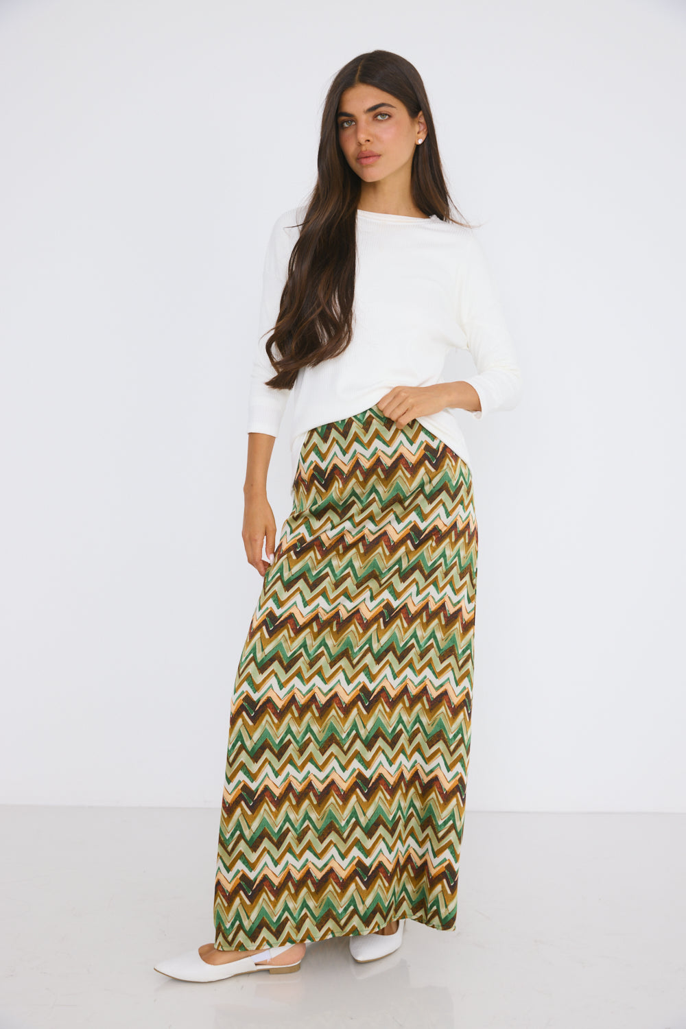 Printed satin maxi skirt
