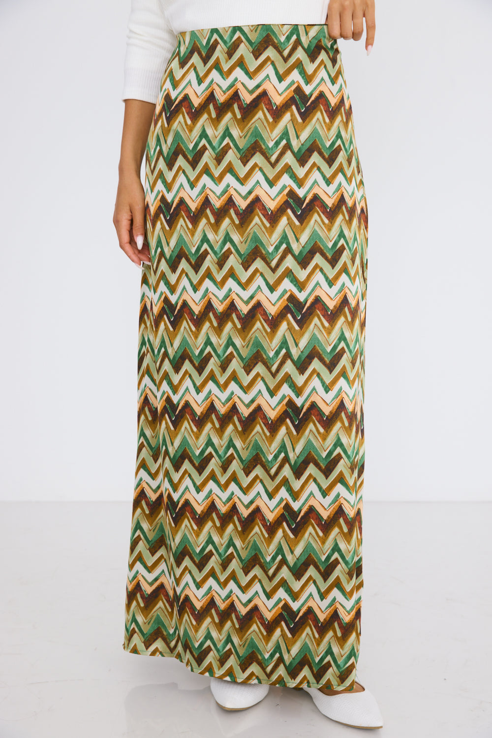 Printed satin maxi skirt