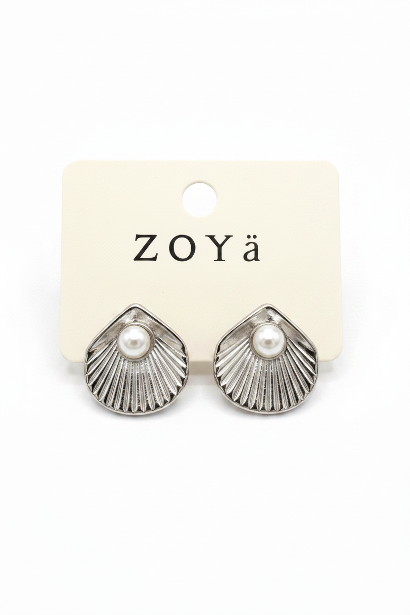 עגילי צדף כסף ZOYA אנכי