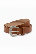 חגורה חומה עם בטנה בז'