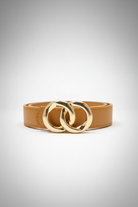 חגורה קאמל עם אבזם זהב