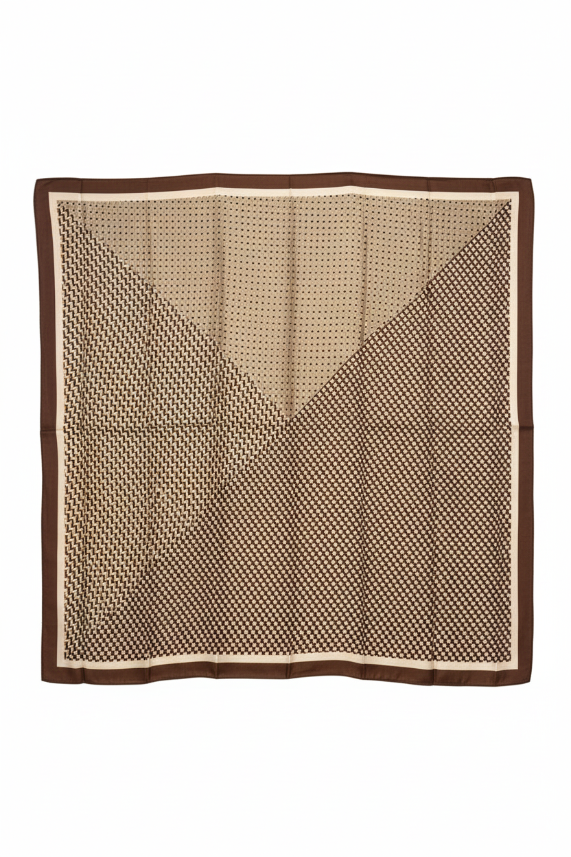 מטפחת משי בז' חום