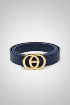 חגורה כחולה עם אבזם זהב