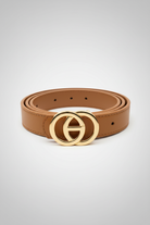 חגורה קאמל עם אבזם זהב