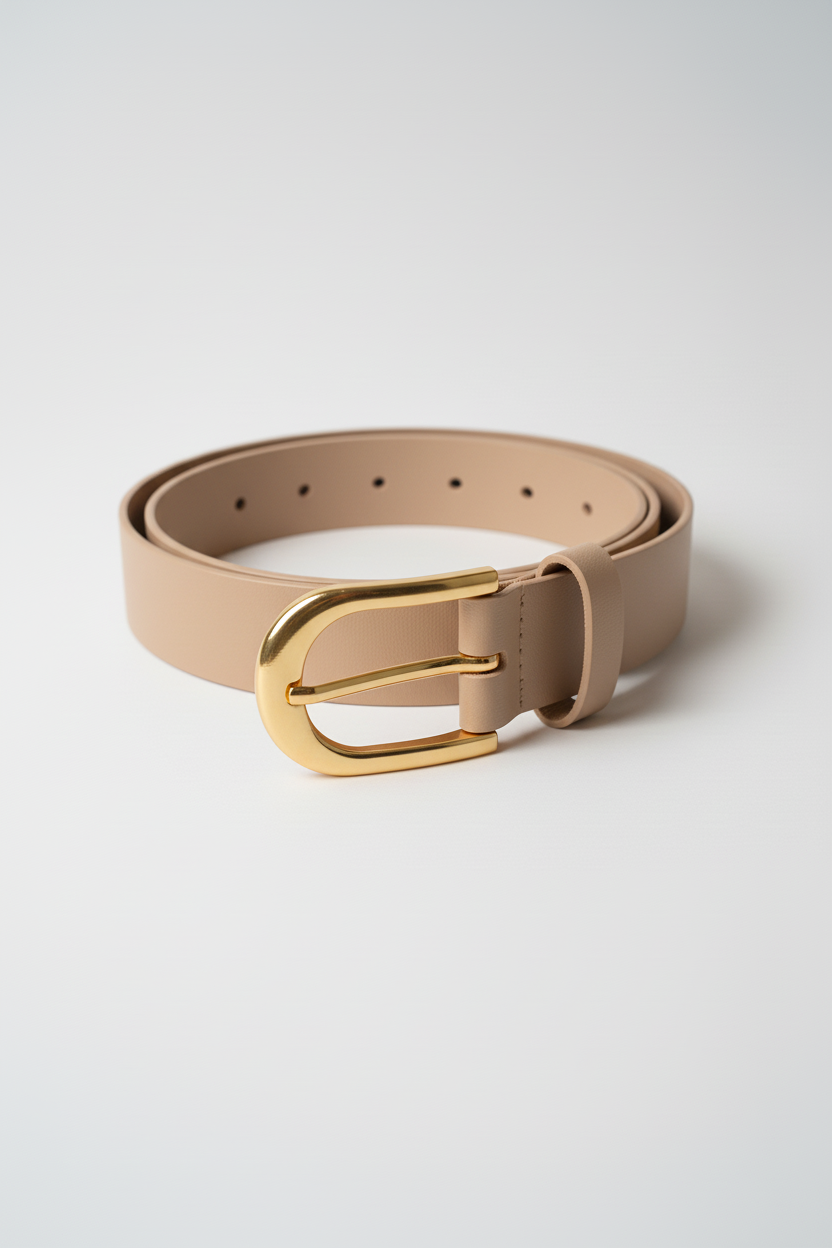 חגורה מוקה בז' בהיר