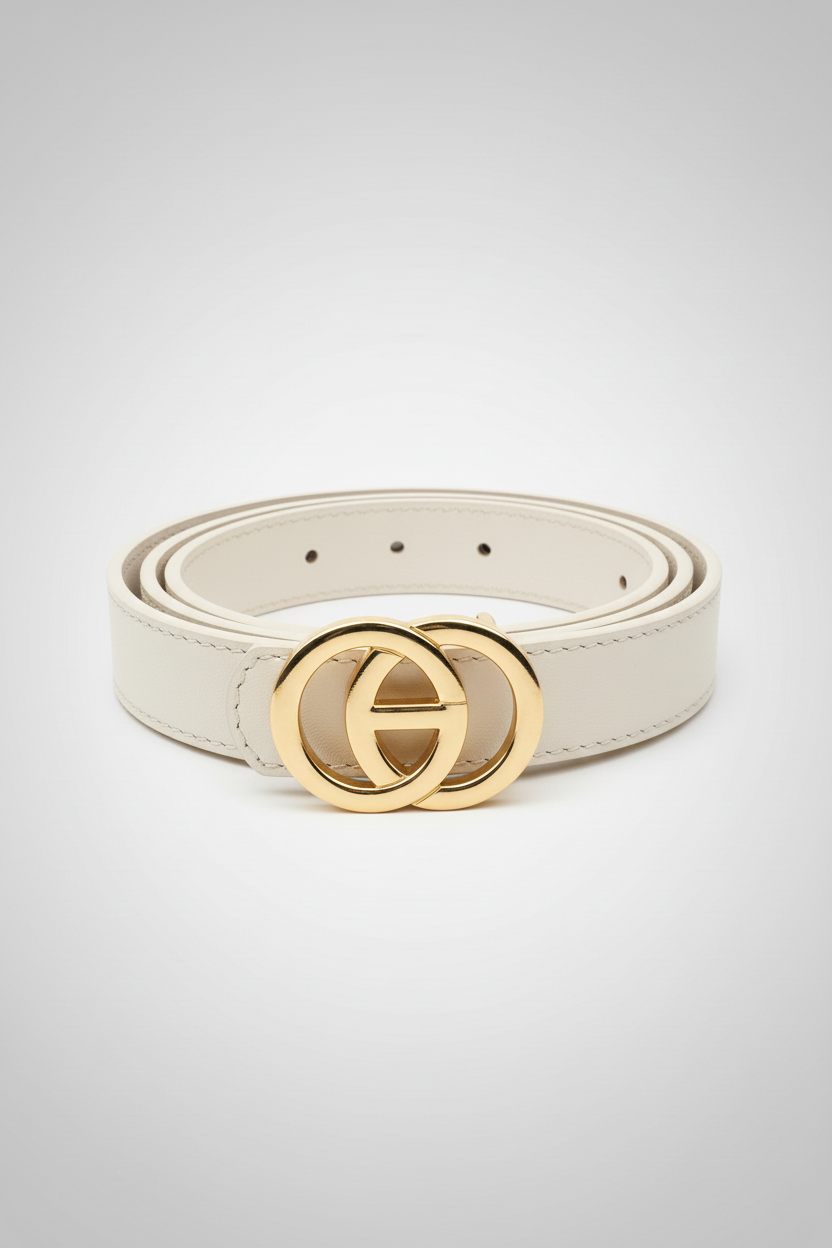 חגורה לבנה עם אבזם זהב - גרסה מדויקת