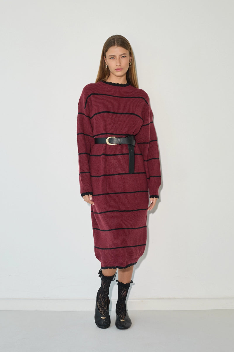 שמלת סריג פסים חורפי מיקה