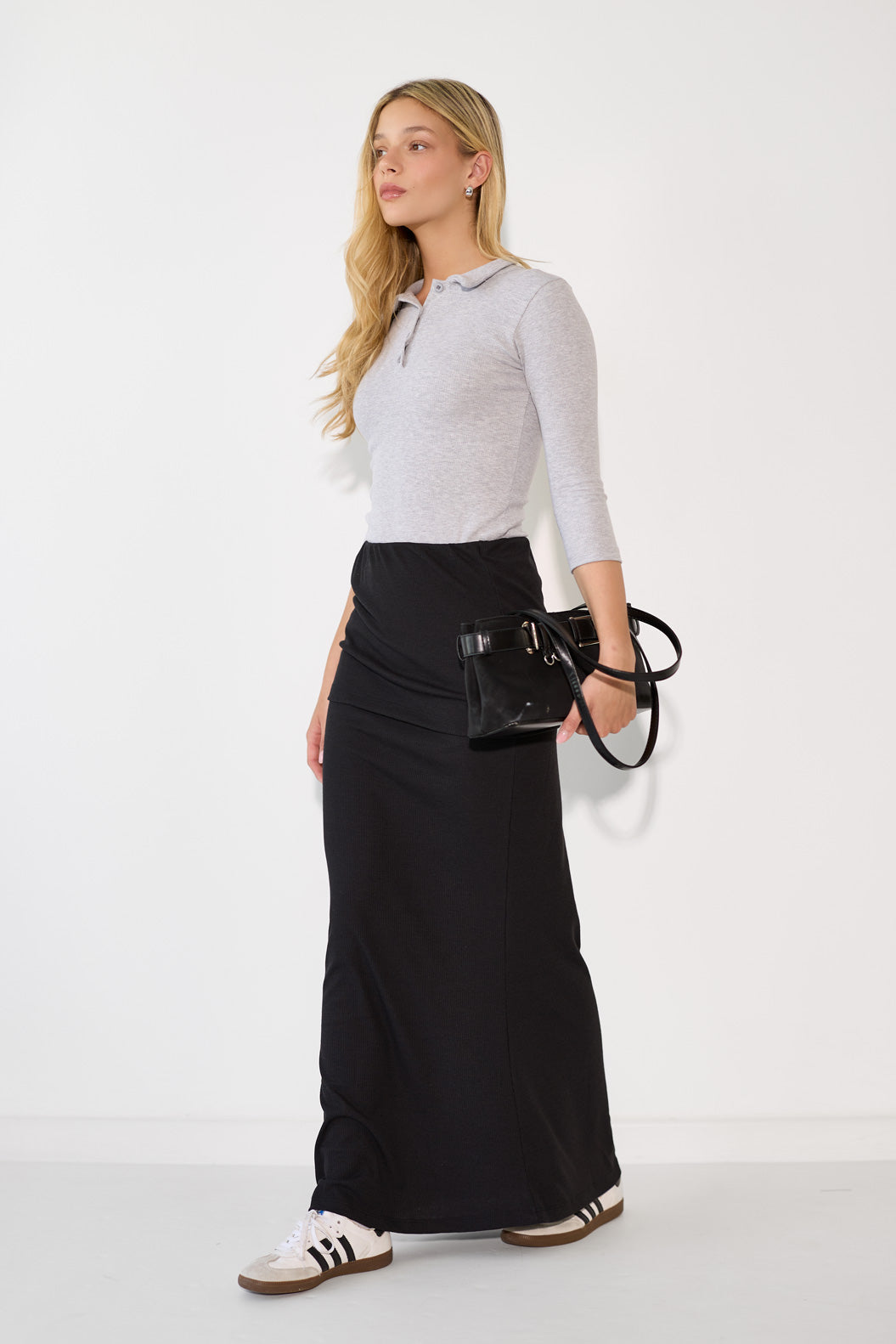 Schlitz Rivet Maxi Skirt