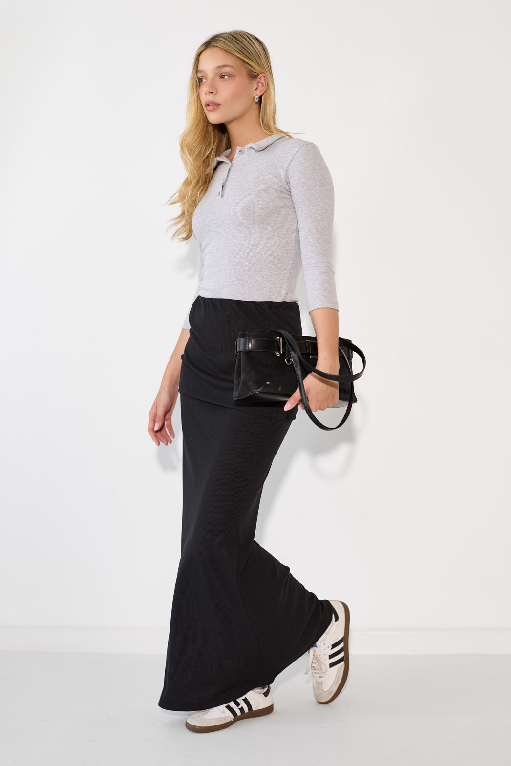 Schlitz Rivet Maxi Skirt