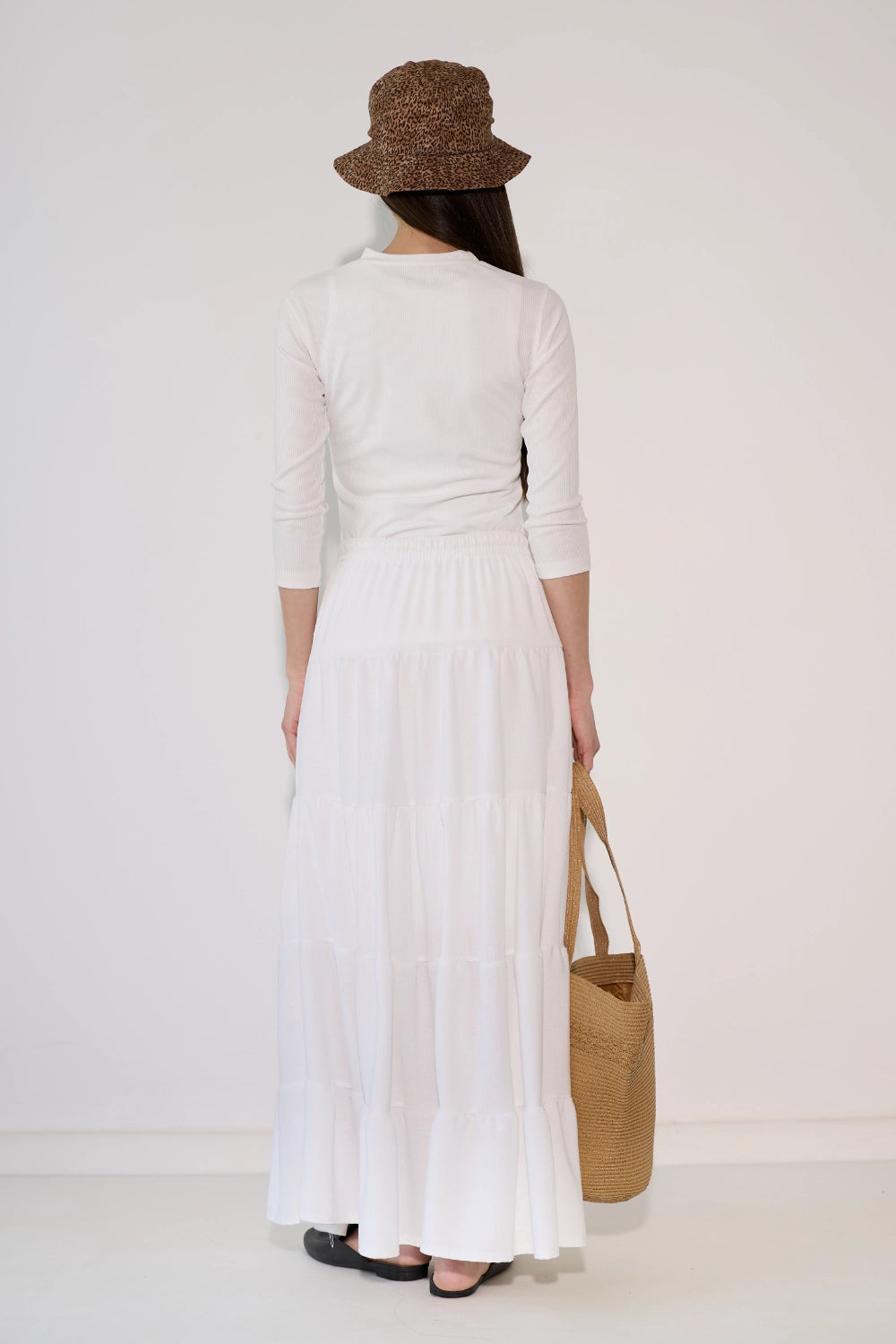 Linen Look Tiered Skirt