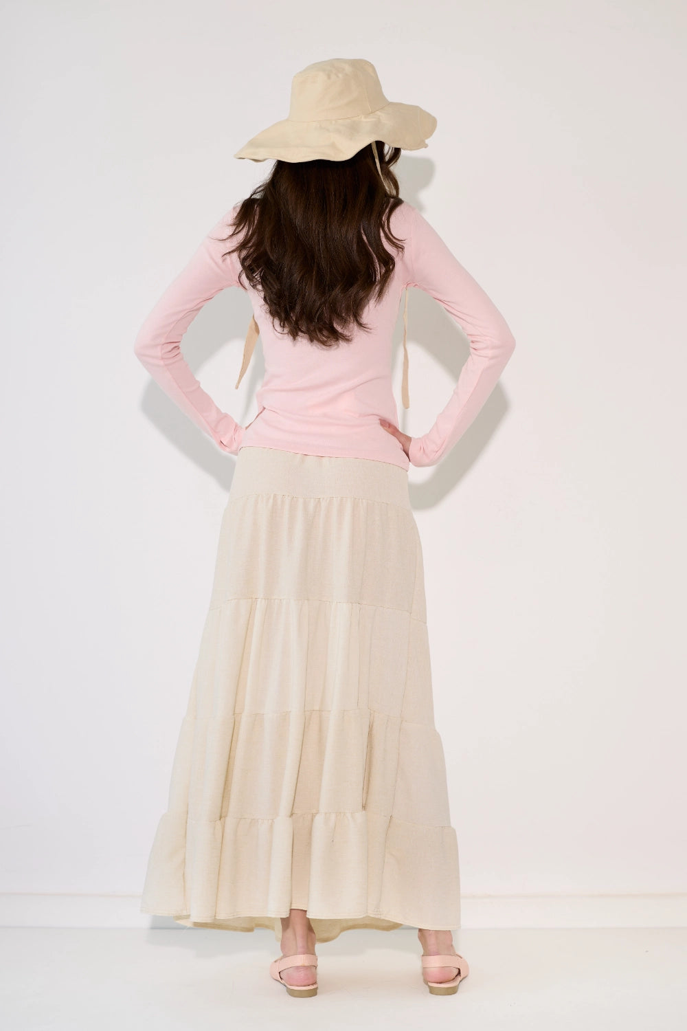 Linen Look Tiered Skirt