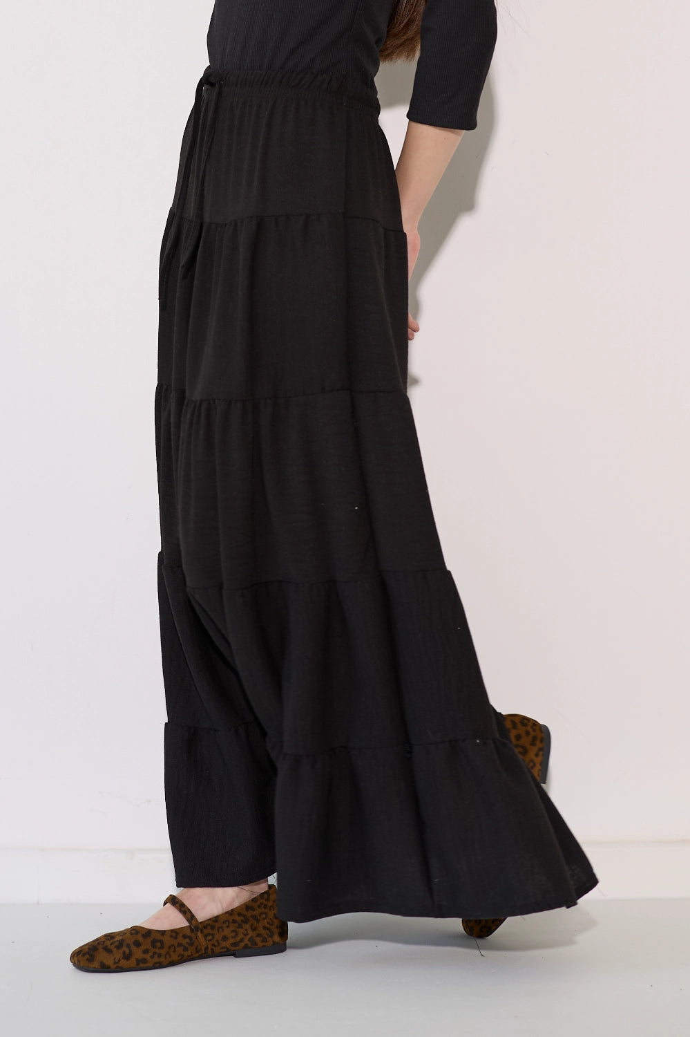 Linen Look Tiered Skirt