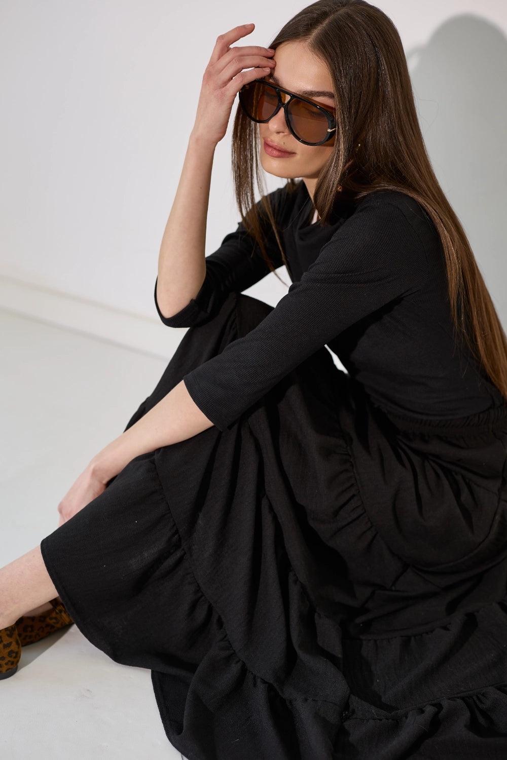 Linen Look Tiered Skirt