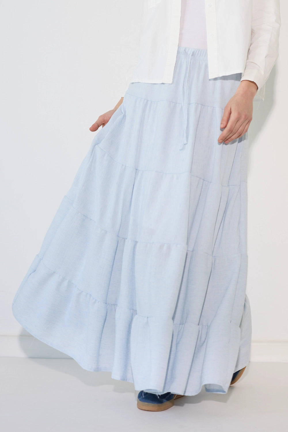 Linen Look Tiered Skirt