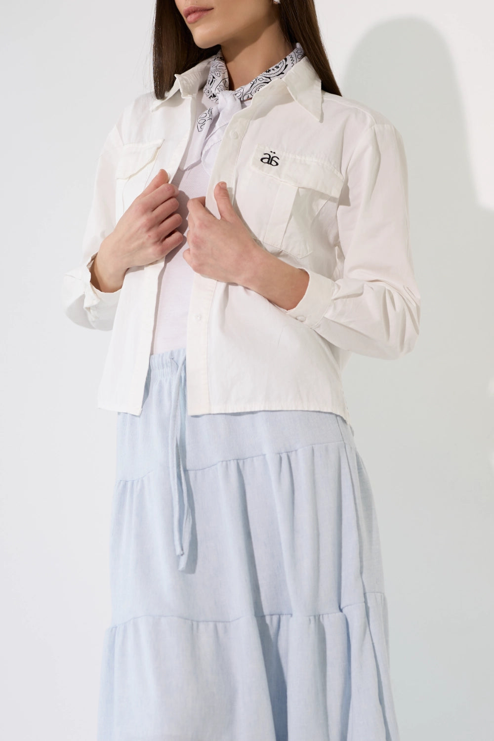 Linen Look Tiered Skirt