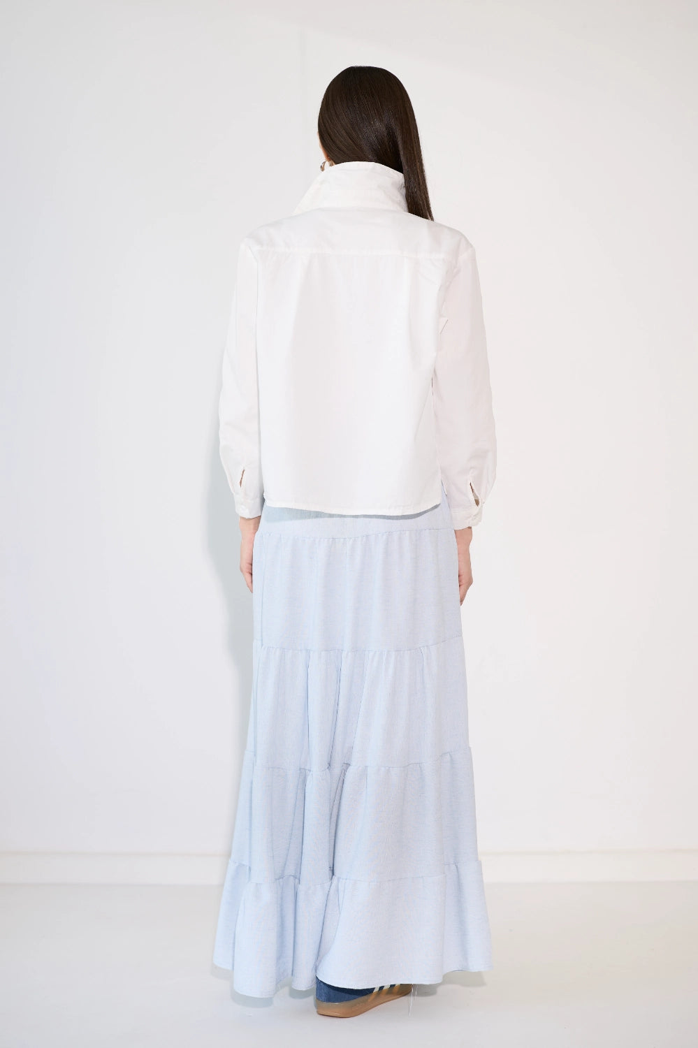 Linen Look Tiered Skirt