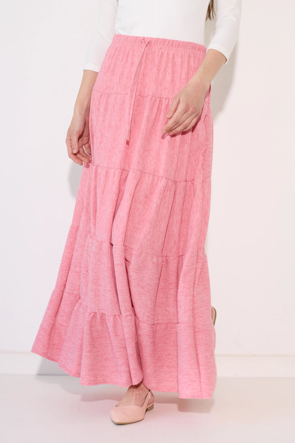 Linen Look Tiered Skirt