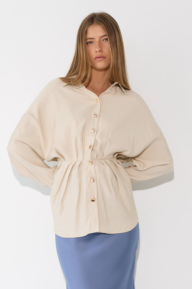 חולצה מכופתרת כיווץ יסמין