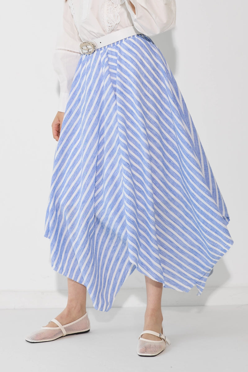 חצאית פסים שפיץ גדול א-סימטרית