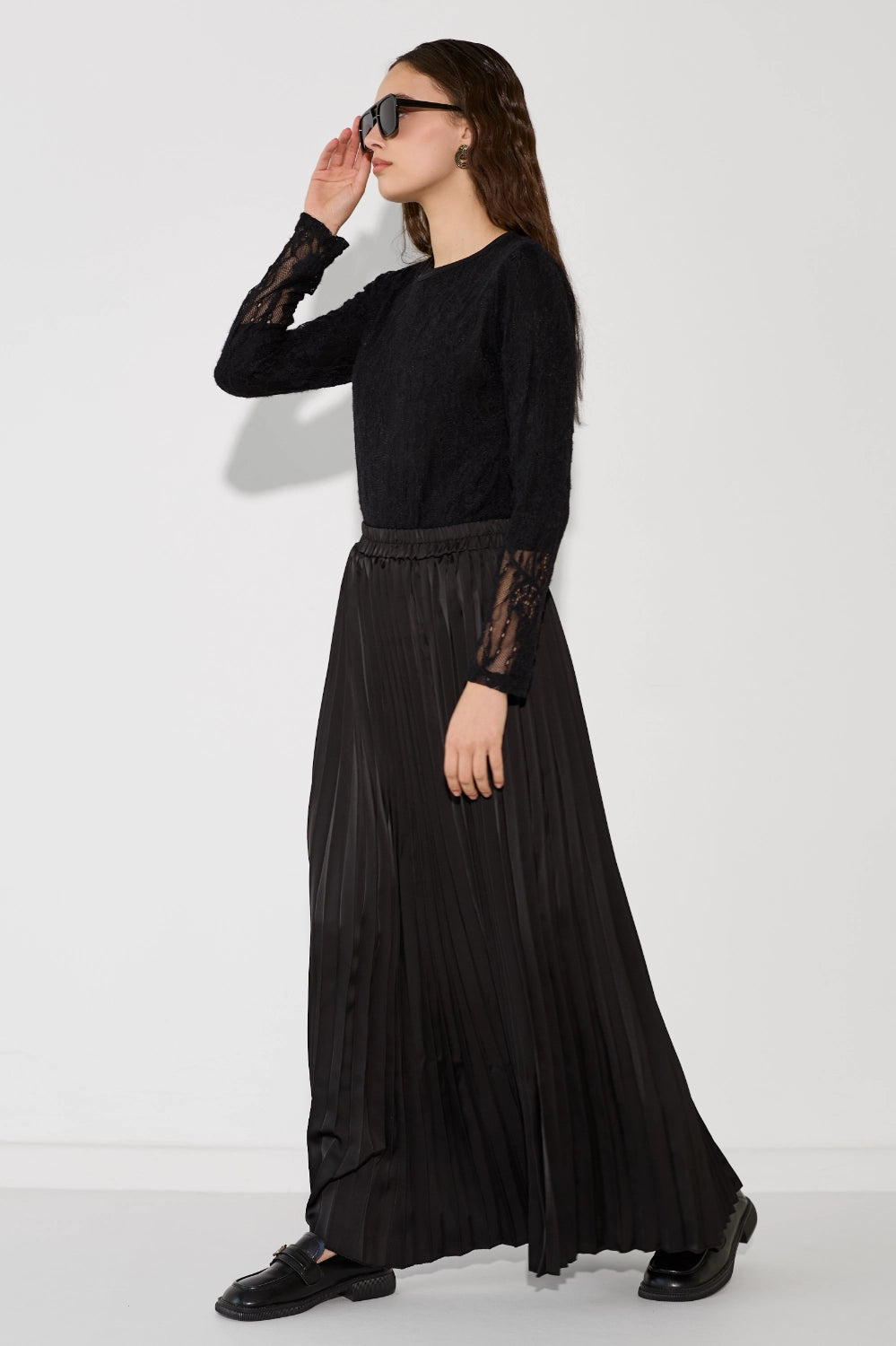 Half-lace fleece skirt