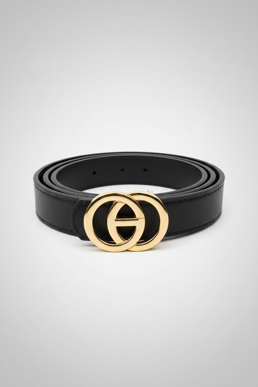 חגורה שחורה עם אבזם GG - צילום מוצר
