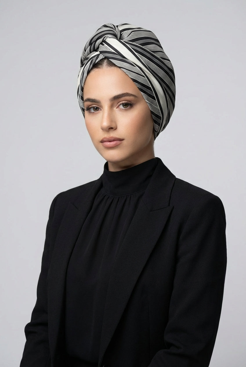 מטפחת משי מרובעת פסים פאשן