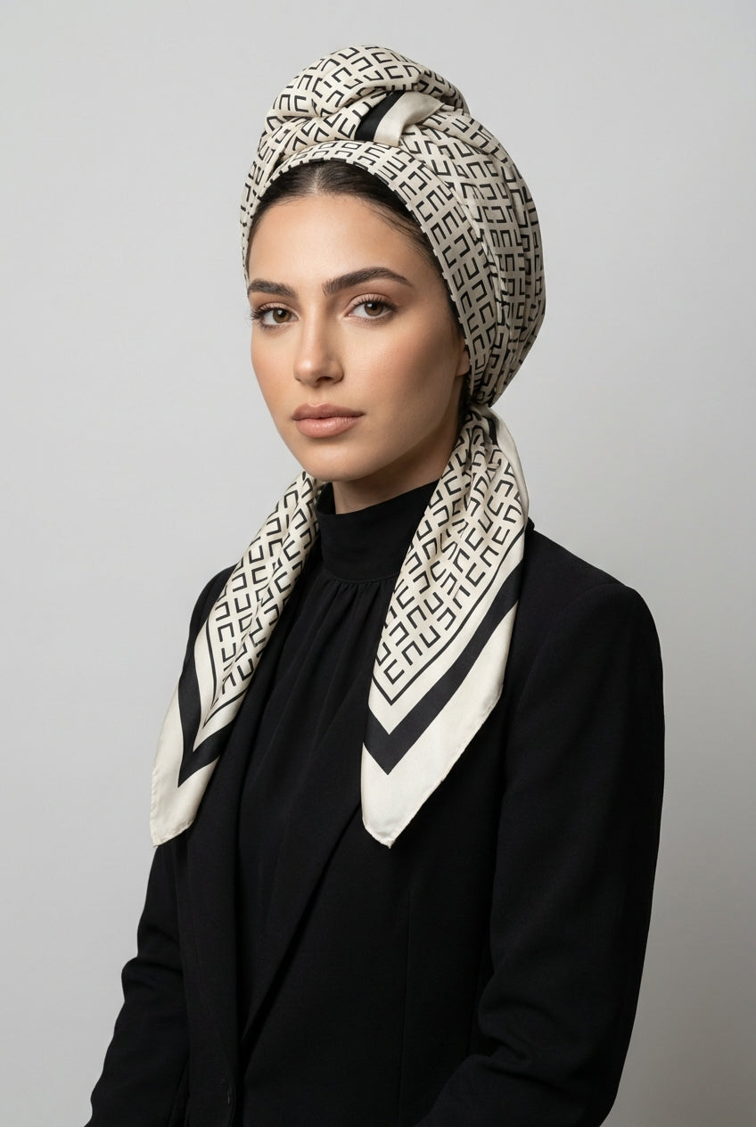 מטפחת משי הדפס מבוך