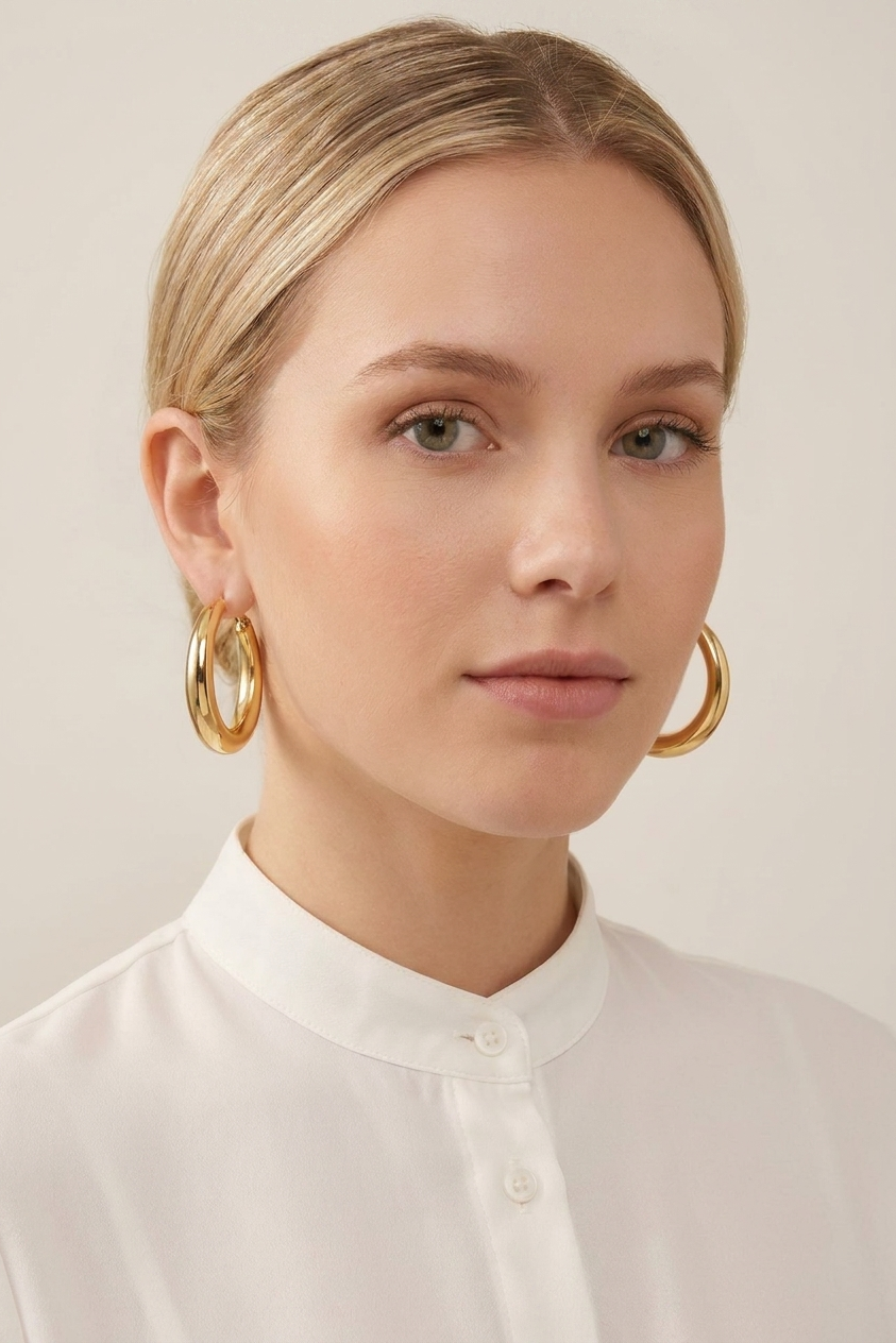 A pair of gold dome earrings