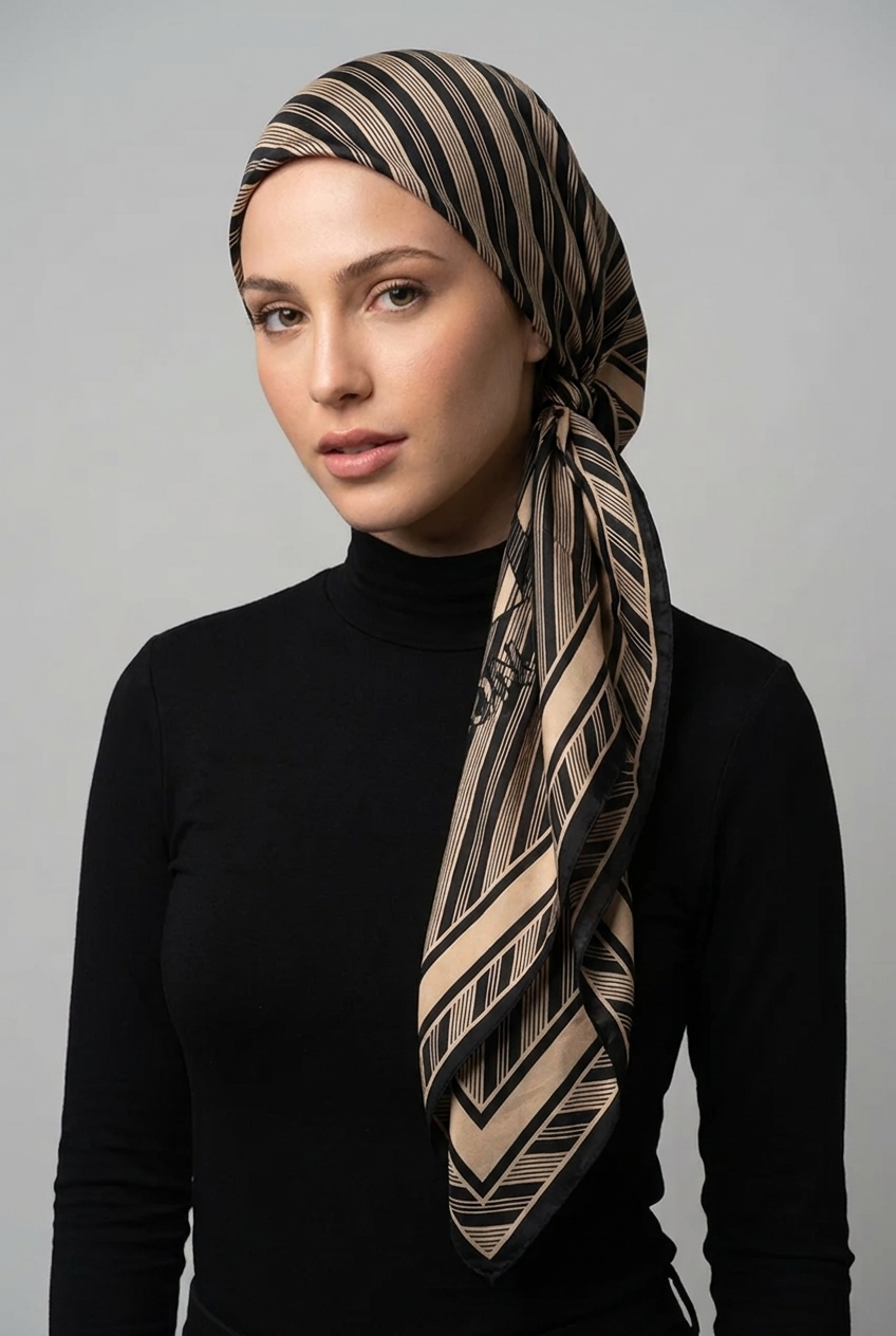 מטפחת משי מרובעת פסים פאשן